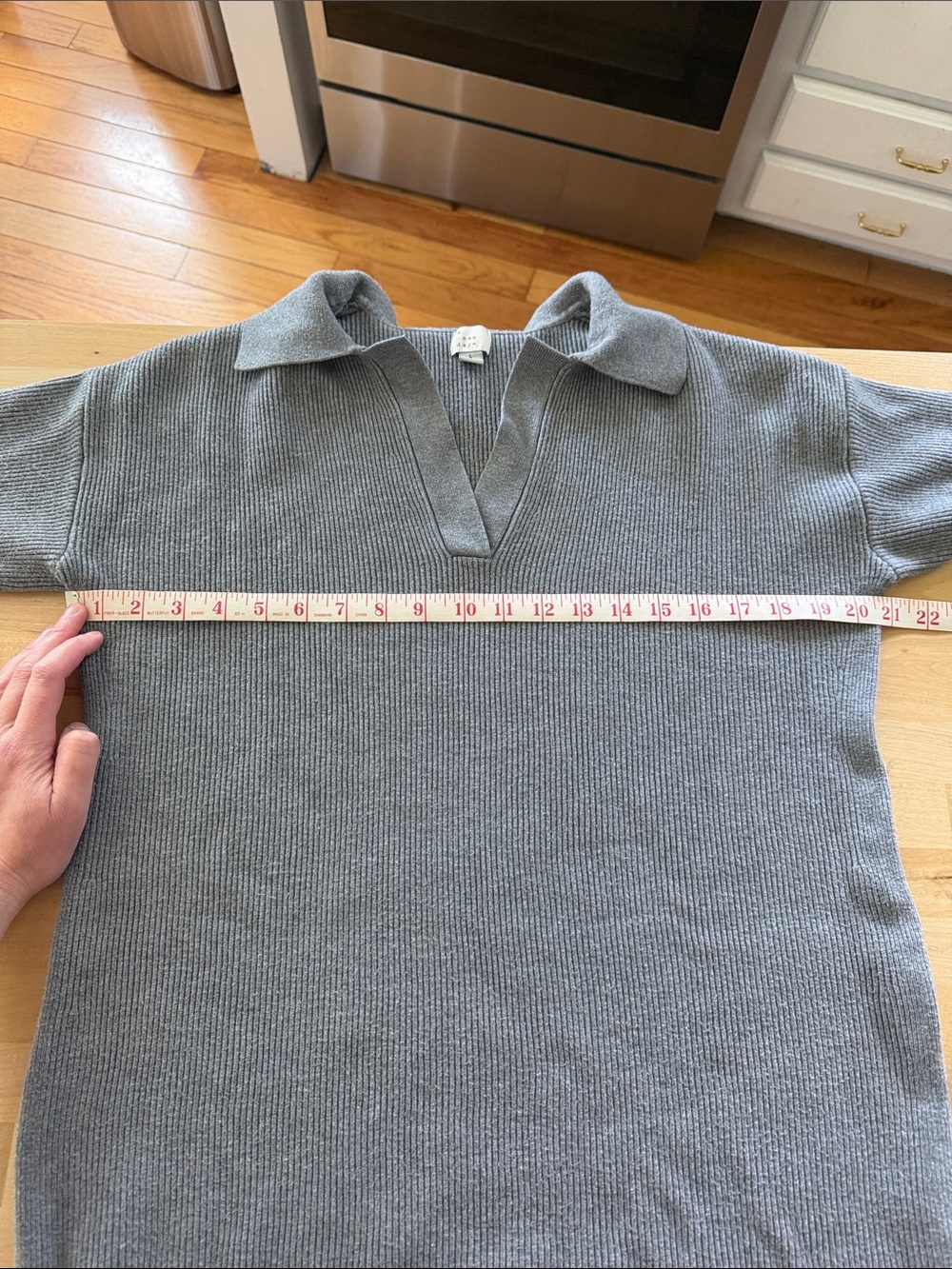 a new day Polo Collared Long Sleeved Gray Sweater Mini Dress- L - Picture 7 of 8